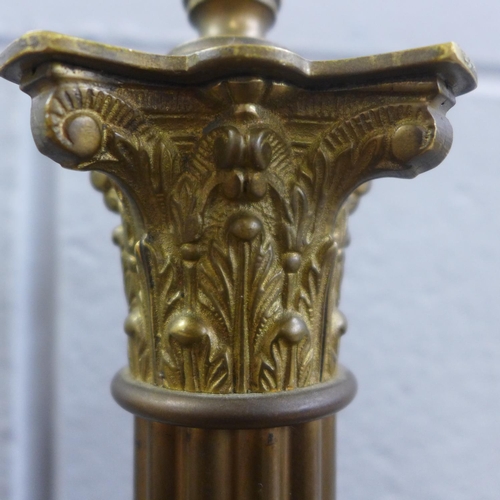 815 - Two brass Corinthian column lamp bases