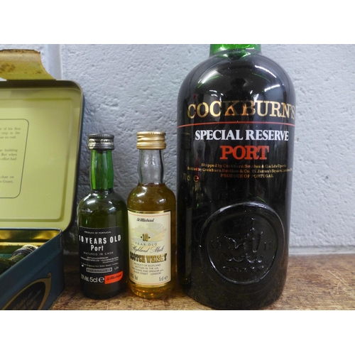 816 - One bottle of Cockburn's Special Reserve Port, six William Grant's miniature collection whiskies and... 