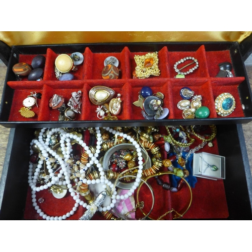 819 - Costume jewellery and jewellery box