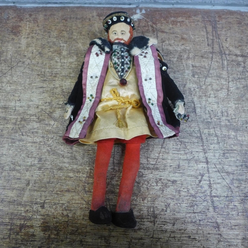 832 - A Lucy Hartman style Liberty of London (no label) King Henry VIII doll, 32cm