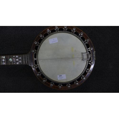 845 - A Windsor banjo with mother of pearl inlay, a/f