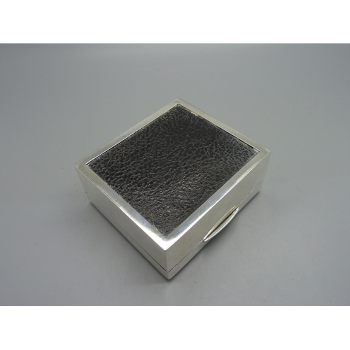 858 - A silver cigarette box, 86mm wide, total weight 221g, personalised