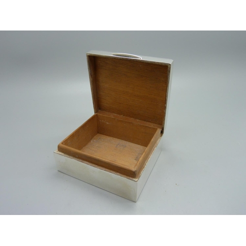 858 - A silver cigarette box, 86mm wide, total weight 221g, personalised