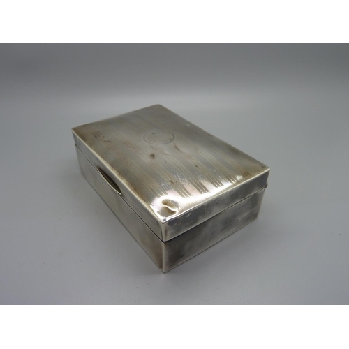 859 - A silver cigarette box, a/f, total weight 415g, 138mm wide