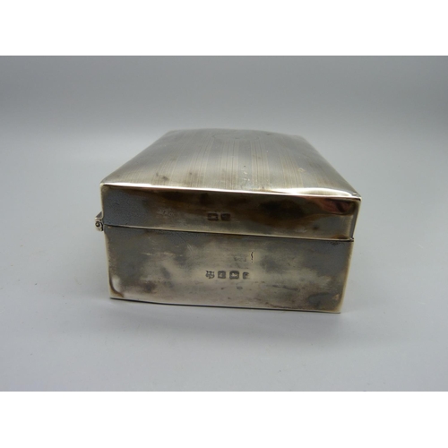 859 - A silver cigarette box, a/f, total weight 415g, 138mm wide