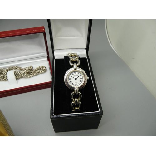 917 - Silver jewellery and a lady's silver wristwatch