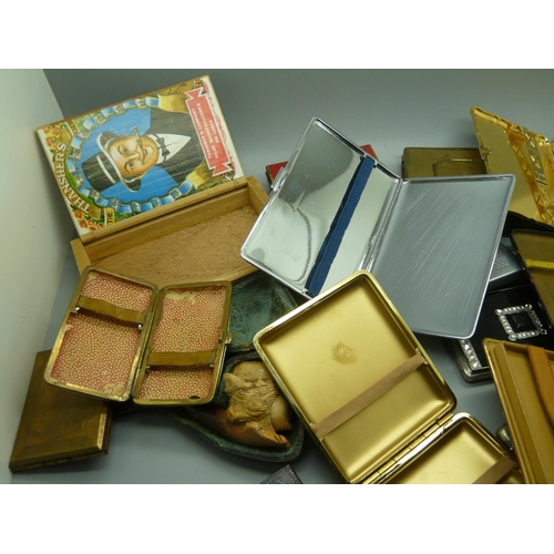 937 - A collection of cigarette cases and other smoking related items including a Meerschaum pipe