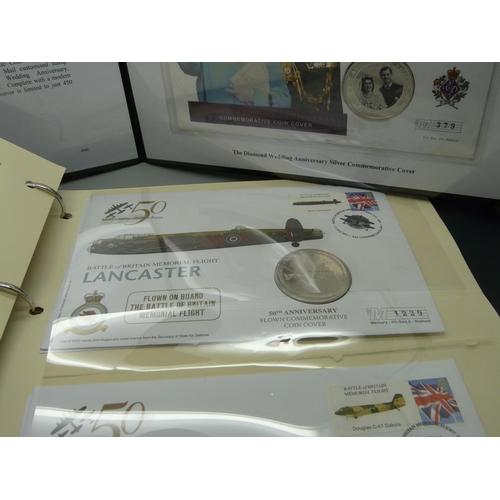 939 - The Diamond Wedding Anniversary silver commemorative cover and coin and five History of The RAF coin... 