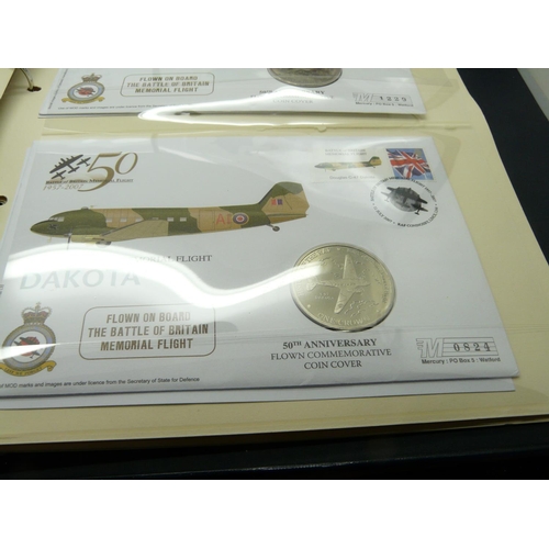 939 - The Diamond Wedding Anniversary silver commemorative cover and coin and five History of The RAF coin... 