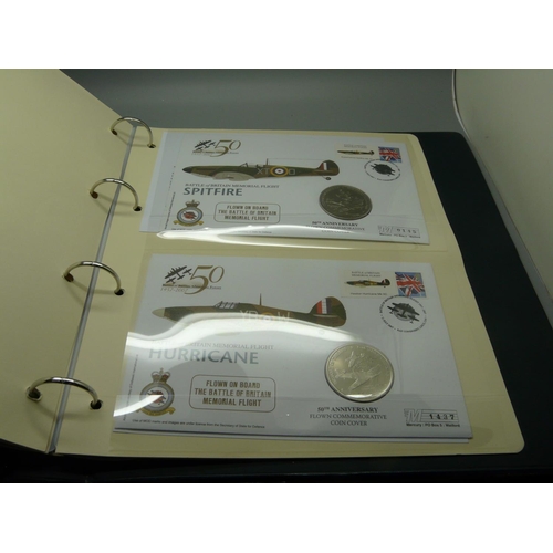 939 - The Diamond Wedding Anniversary silver commemorative cover and coin and five History of The RAF coin... 