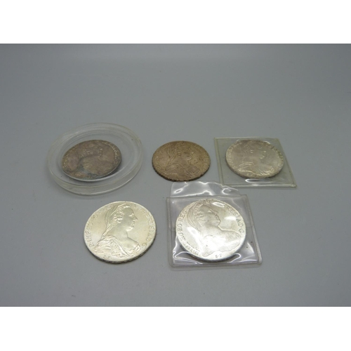 993 - Five silver Marie Theresia coins