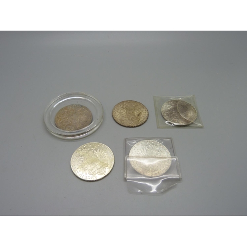 993 - Five silver Marie Theresia coins