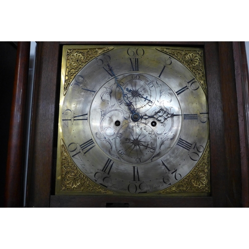 136 - A George III oak 8-day longcase clock, the brass dial signed Ram'y Lawson, Wigan