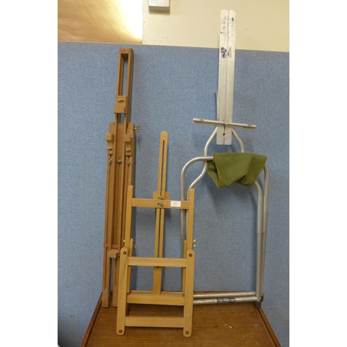 263 - Two wooden artist's easels and one other