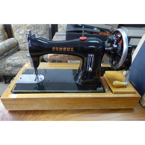 264 - A vintage cased Consul sewing machine