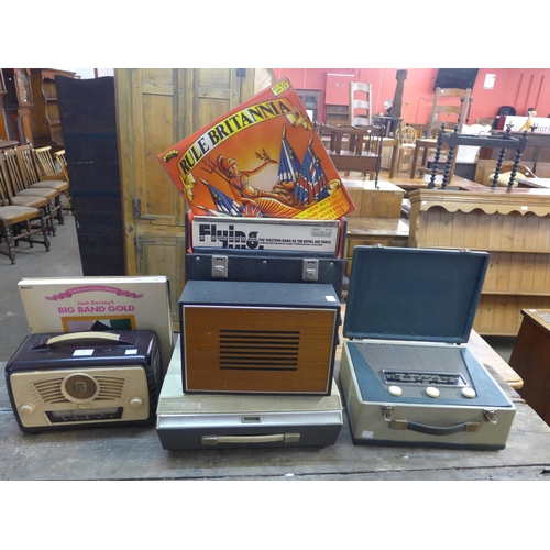 266 - A vintage Ultra radio, a Boots radio, a reel to reel player, a Pilot radio and assorted records