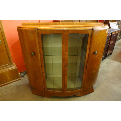 30 - An Art Deco walnut display cabinet