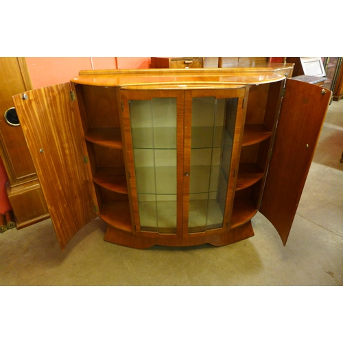 30 - An Art Deco walnut display cabinet