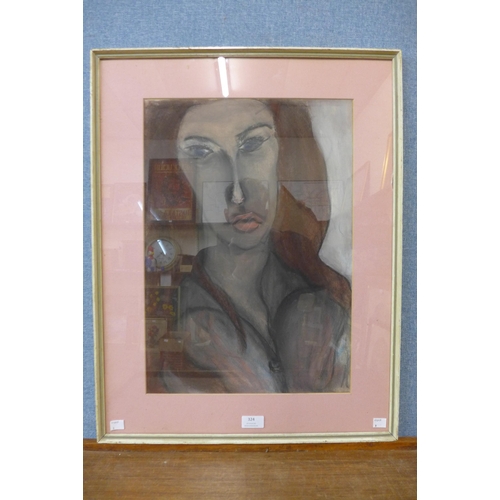 324 - Simon Turnbull, Veronica, pastel, 1969 Academy Exhibition label verso, framed