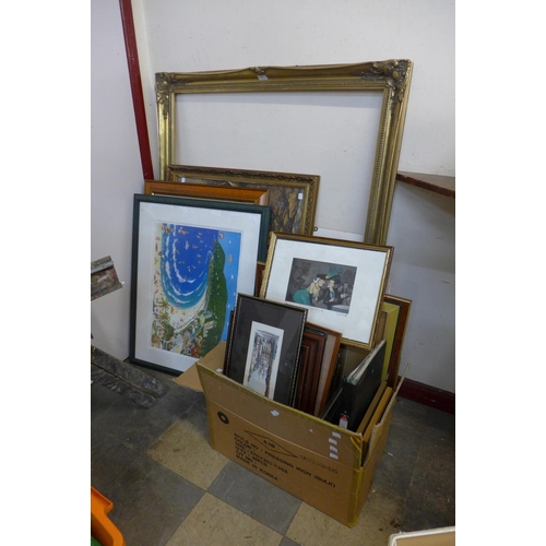 344 - Assorted prints and a frame