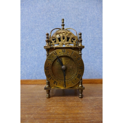 370 - A small Smith electric brass lantern clock