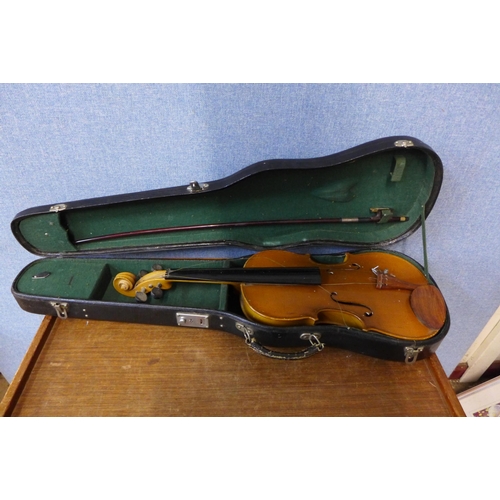 390 - Two violins, both cased