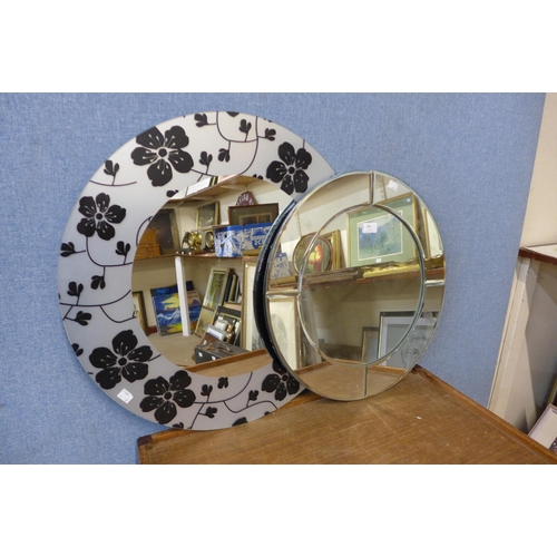 395 - Two contemporary circular mirrors