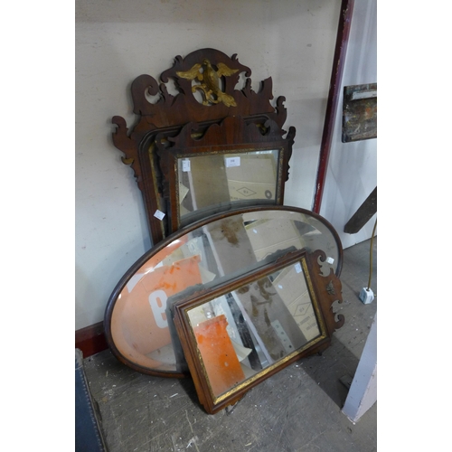 398 - Three George III mahogany framed mirrors and two others