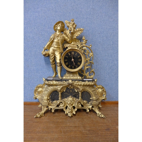 404 - A 19th Century French gilt metal mantel clock