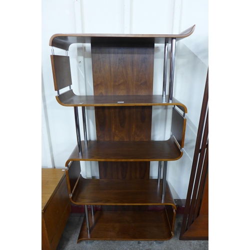 55 - A chrome and walnut bookcase