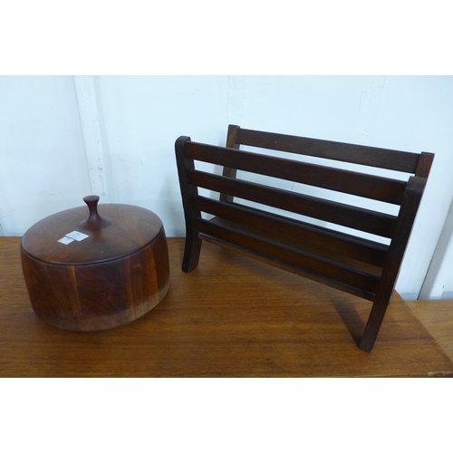 64 - A teak magazine rack and an ice bucket