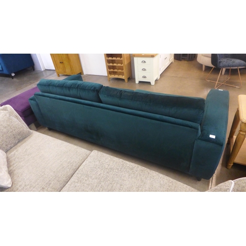 1302 - A designer canopy green three seater sofa (ex-display) - water mark under cushion