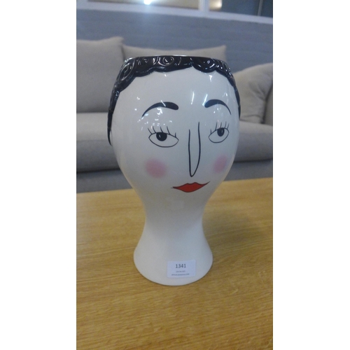 1341 - A ceramic doodle face planter, H 26cms (FPC1710)   #