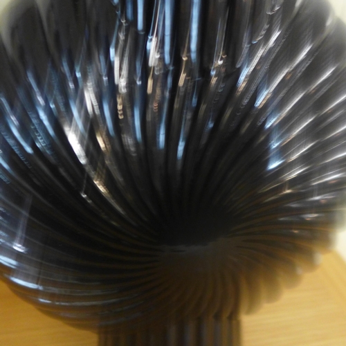 1393 - A Cassis black glass vase, H 32cms (505941339778316)   #