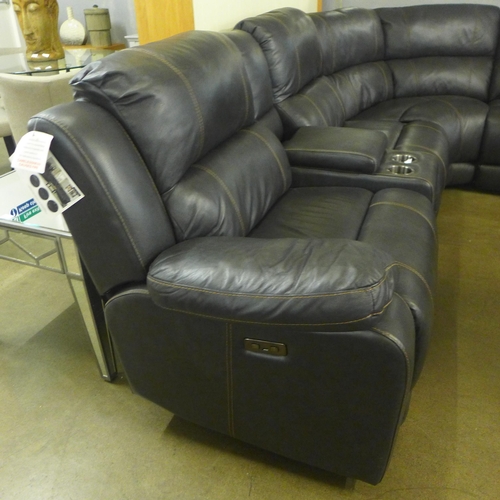 1307 - Dunhill leather sofa, grey power reclining motion P1, original Rrp £2249.91 + Vat (4081-4 ) * This l... 