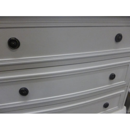 1374 - A white three drawer chest with contrasting top (marked)