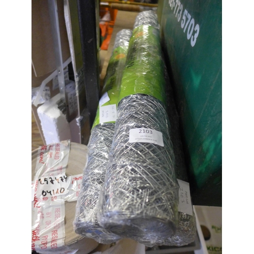 2103 - 30m x 60cm (3 rolls) galvanised re-fencing/chicken wire