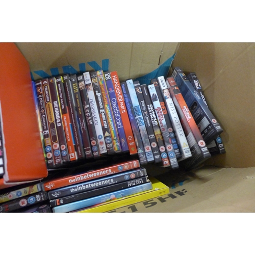 2156 - Approx. 500 DVD's & 50 CD's in shelf boxes