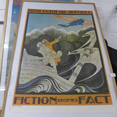 2248 - Two vintage Royal Dutch Air advertising posters in frames