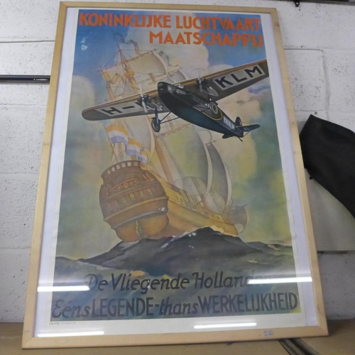 2248 - Two vintage Royal Dutch Air advertising posters in frames