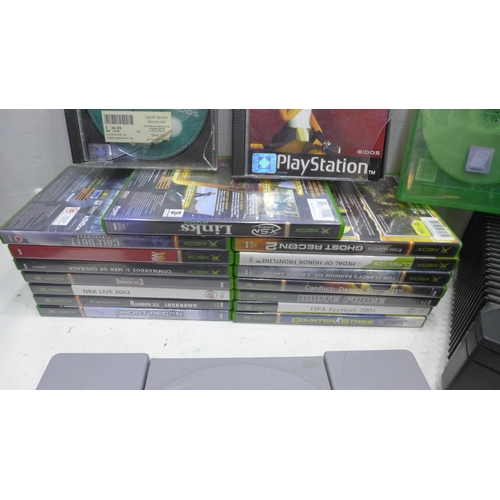 2285 - Playstation 1, XBox, XBox 1 & Nintendo Game Cube consoles, qty. of cables & approx. 12 original game... 