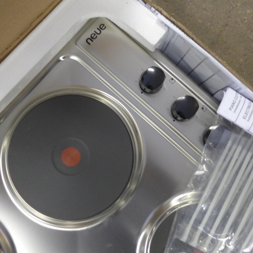 2413 - Boxed, unused stainless steel Neue 240v 7kw electric hob