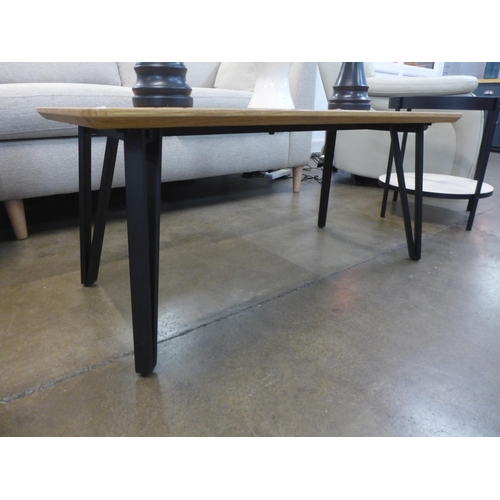 1338 - A Lutina oak and metal style coffee table