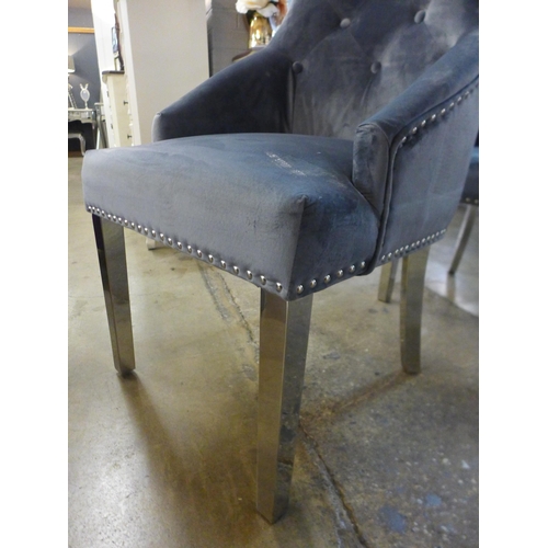 1347 - A designer steel blue button back chair *This lot is subject to VAT