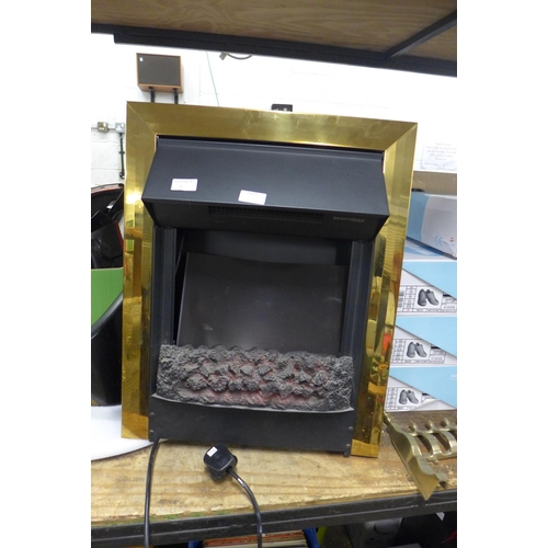 2174 - Brass & coal effect electric wall fire