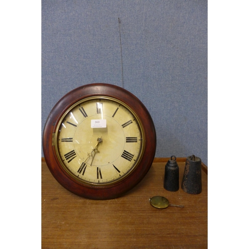 388 - A Victorian beech circular postman's wall clock