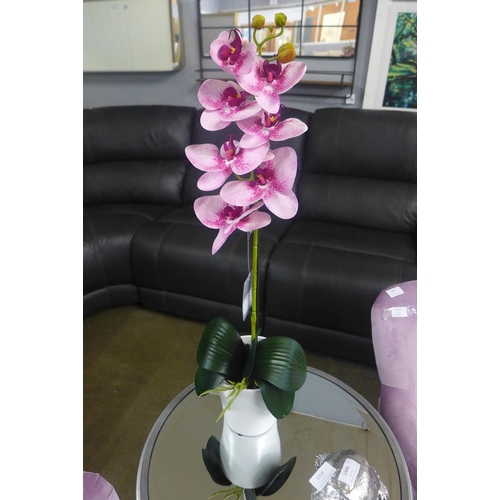 1307 - A single stem pink orchid in a white pot, 60cms (53137907)   #