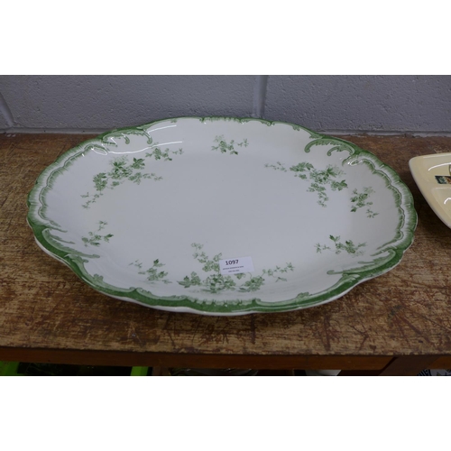 1097 - A Carlton ware dish and a Ridgways large platter regd. no. 235286