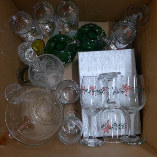 1138 - A collection of glassware including a Royal Doulton crystal vase, boxed and a set of Christmas glass... 