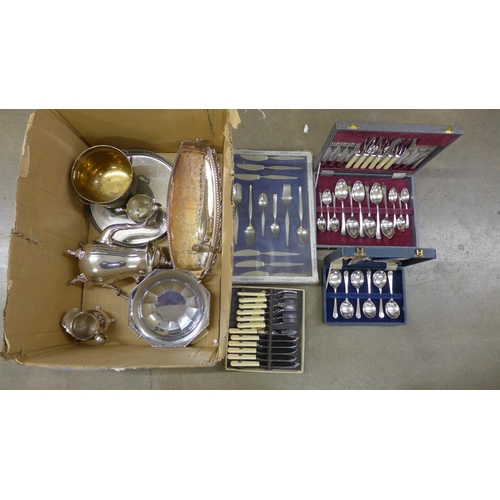 1139 - A collection of cutlery including silver plated and a collection of other silver plate including a c... 